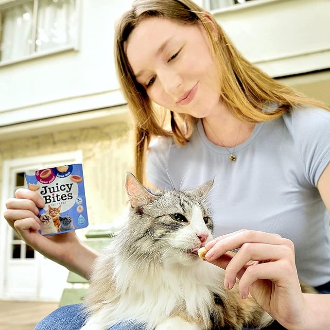 INABA Juicy Bites Grain-Free, Soft, Moist, Chewy Cat Treats with Vitamin E and Green Tea Extract, 0.4 Ounces per Pouch, 9 Pouches Total (3 per Bag), 3 Flavor Variety Pack