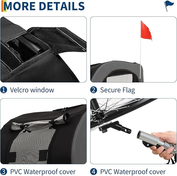 Dog Bike Trailer - Heavy-Duty 88 Lbs Capacity for Small to Large Dogs - Quick Release Wheels & Universal Coupler, Waterproof Oxford Cover