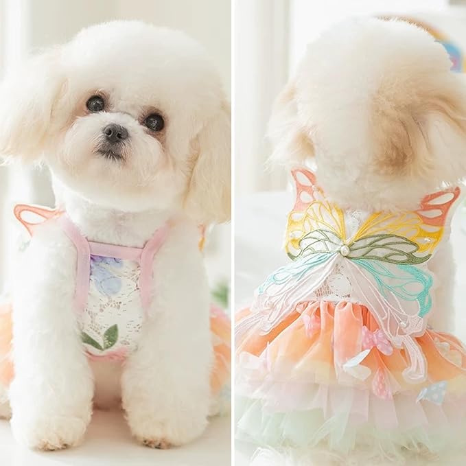 Cat/Small Dog Pretty Fairy Costume Clothing - Cute Dress Outfit for Spring Halloween Christmas Girl Party (3XL)