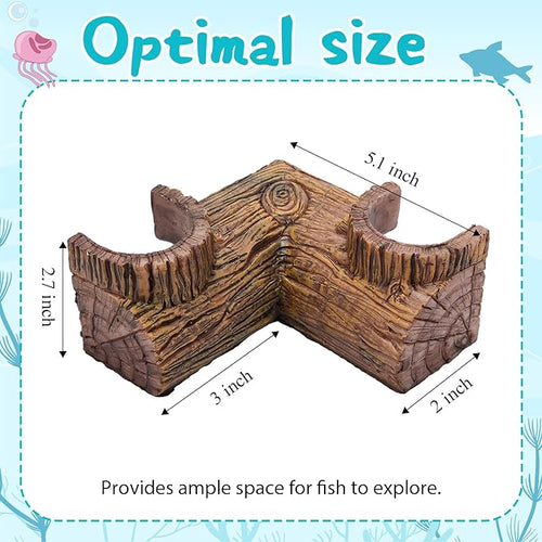 1 Pc Aquarium Underground Tunnel Cave Wood Like, 5.1 x 2 x 2.7 Inch Fish Hideout for Aquarium, Decoration for Guppy, Corydoras Catfish, Loaches, Corydora Catfish Bettas Pleco and Shrimps
