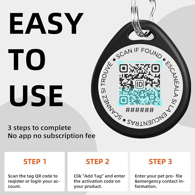 2 Pack Personalized Cat Tags,QR Code Pet ID Tags with Online Profile systerm,Editable Any Names and Phone numbles,Black&Red,S