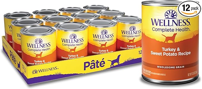 Wellness Complete Health Natural Wet Canned Dog Food Turkey & Sweet Potato, 12.5-Ounce Can (Pack of 12)