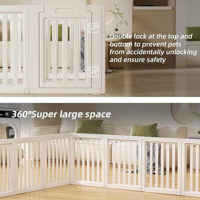 Clear Dog Play Pen,Pet Playpen with Door,Easy to Clean and Install Puppy pens for Both Indoor and Outdoor use (White, 23.6" Height, 8)