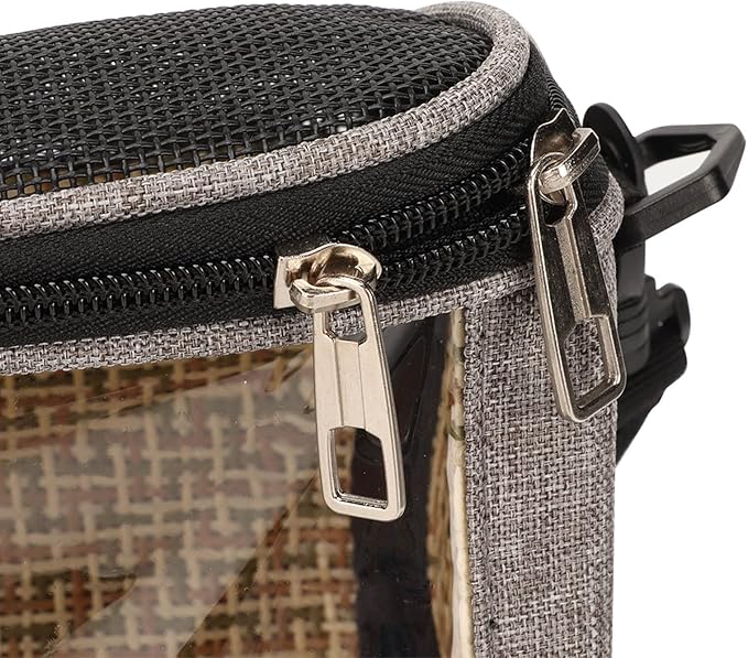 Transparent Bird Carrier Bag, Portable Lightweight Parrot Travel Cage for Cockatiels Parakeets, Breathable Backpack with Side Pockets and Rattan Weave for Small Birds (Grey)