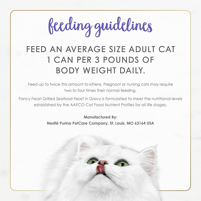 Purina Fancy Feast Grilled Wet Cat Food Seafood Feast in Wet Cat Food Gravy - (Pack of 24) 3 oz. Cans