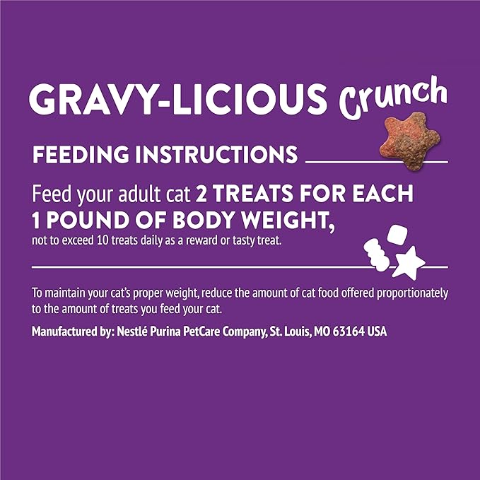 Purina Friskies Cat Treats, Party Mix Gravy-licious Crunch Turkey and Gravy Flavors - (Pack of 10) 2.1 oz. Pouches