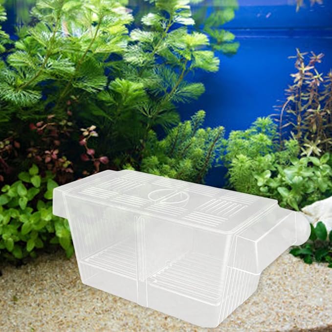 2PCS Clear Breeding Box Safe Incubator for Aquarium Fish Shrimp Fry Protections with Water Circulations 2 Dividers Fish Breeding Tanks