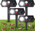 2025 Solar Ultrasonic Animal Repellent Sonic Fortress Pro Deer Repellent Rabbit Repeller Raccoon Squirrel Deterrent with Flash Light Motion Sensor to Keep Cat Dog Fox Skunk Out of Garden Yard(4Pack)