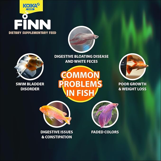 KOIKA FINN Probiotic Fish Food Pellets for Ornamental Fish, 43% Protein with Bacillus Probiotics, Supports Digestion and Immune Health for Daily Feeding (15g, Ornamental Fish - 0.2mm Pellets)