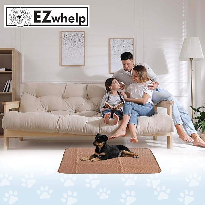 EZwhelp Reusable Dog Pee Pads - Waterproof Training Pads for Dogs - Washable & Sanitary - Rounded Corners - Laminated, Lightweight, Durable - Pet Essentials for Puppy Training and Whelping - 36" x 34"