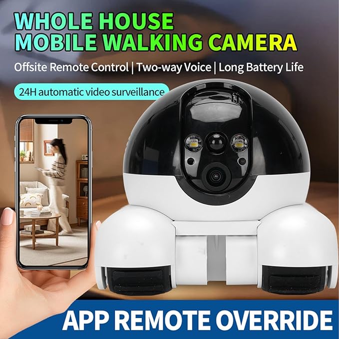 Zunate 4G Movable Pet Camera with Dual Lens, 1080P Indoor Home Security Cam, 2 Way Audio, 5200mAh Rechargeable Battery, Remote APP Control for Dogs Cats Monitoring (64G 200W)