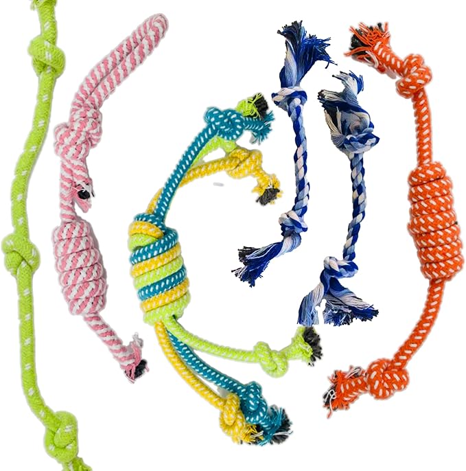 Jalousie Multipack Dog Squeaky Toys Bulk Bundle Pup Toy - Puppy Toys for Pets for Small Medium Breed (12 Pack Rope and Plush Animals)
