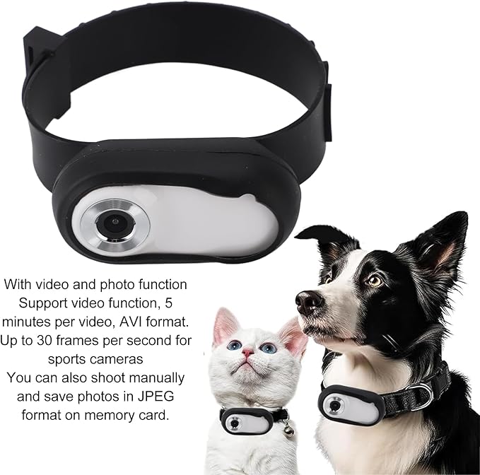 Pet Collar Camera, HD 1080P Cat Dog Camera Collar with Video Record, 170° Wide Angle USB Rechargeable Pet, Body for Supplies Birthday