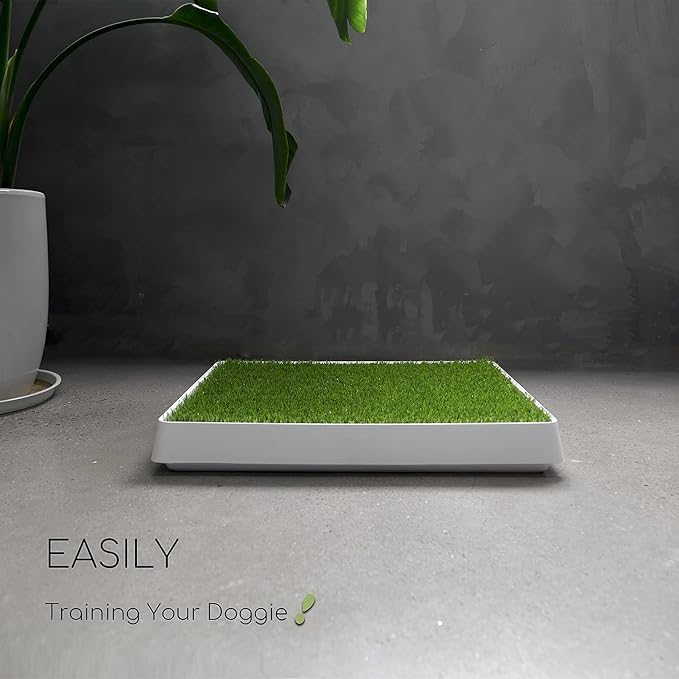 SunTurf Dog Grass Pad with Tray, Dog Litter Box, Porch Potty for Puppy Pee Training, Indoor Portable Fake Grass Pee Pad System, Artificial Grass + Pee Pad Holder