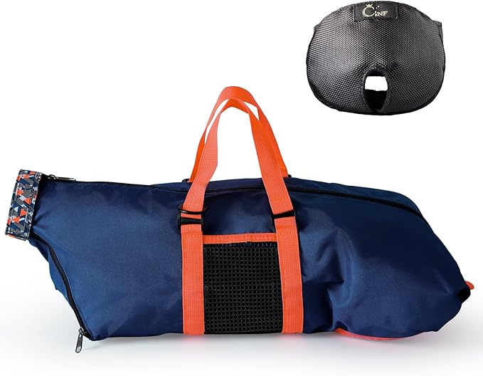 Cinf Cat Nail Clipping Cleaning Grooming Restraint Bag (Free Muzzle) Set No Scratching Biting for Bathing Nail Trimming Injecting Examining(Navy Blue,L)
