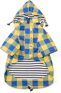 Dog rain Coat Waterproof Raincoat Puppy Jacket with Legs Buttons Zipper Hood Drawstring Fit for Yorkie Terrier Schnauzer Poodle Border Collie Labrador Golden Retriever 8lbs to 80lbs Yellow M