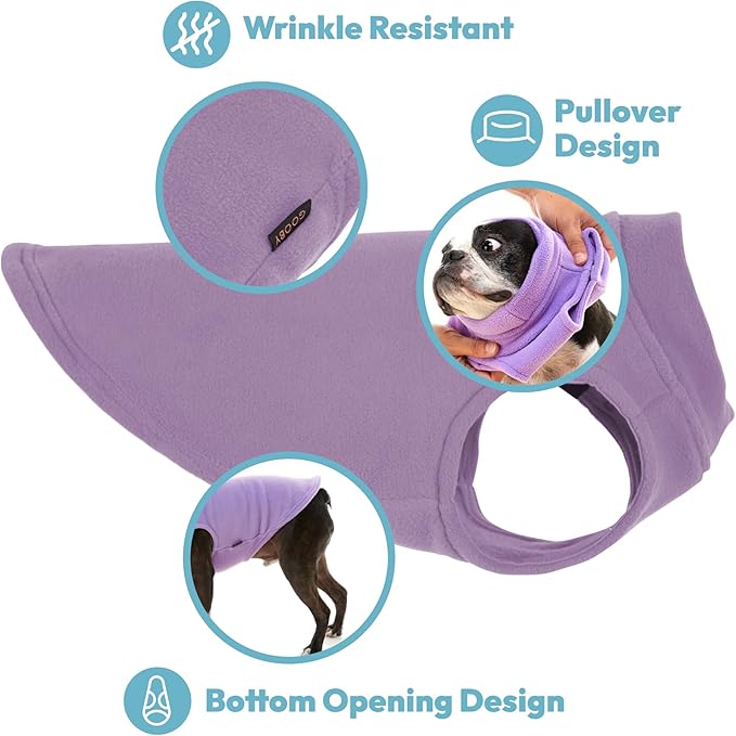 Gooby - Stretch Fleece Vest, Pullover Fleece Vest Jacket Sweater for Dogs, Lavender, Large