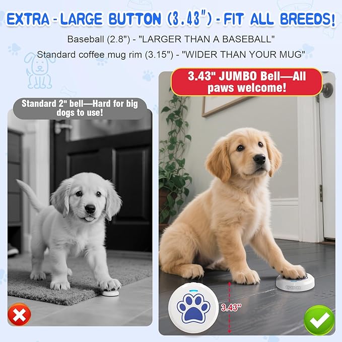 ChunHee Bells for Dog Training to Go Outside - Dog Door Bell with 36 Custom Sounds | Bell for Dogs to Ring to Go Potty | 5 Adjustable Volume(0-115dB) | Teach Puppies to Signal to Go Outside