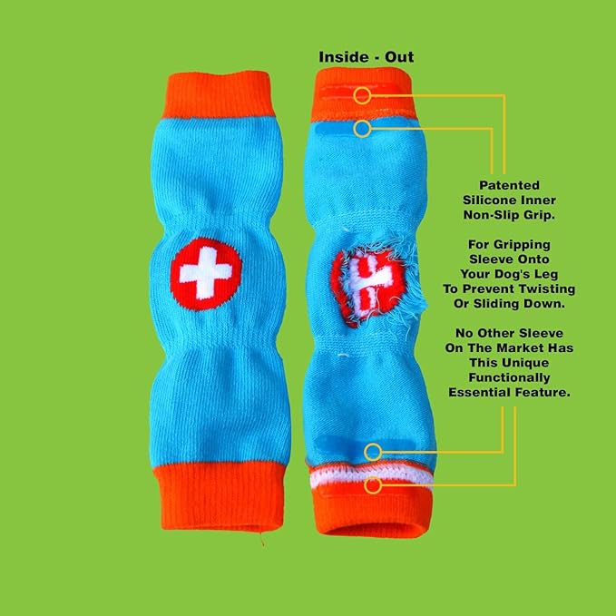 PawFlex Comfy Paws Cotton Nonslip Protective Leggings for Dogs | Medical Pet Sleeve for Dogs Legs with Non-Slip Silicone Grip at Inner Cuffs and Adjustable Strap for No Twisting or Sliding Down