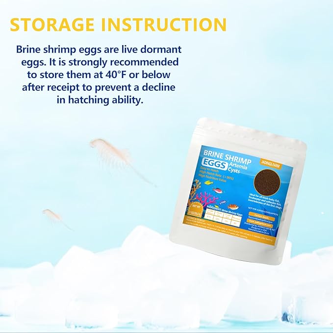 Brine Shrimp Eggs Fish Food - 90% Hatch Rate Artemia Cysts Aquatic Foods for Baby Aquarium Fish Freshwater Saltwater Fish 1 OZ