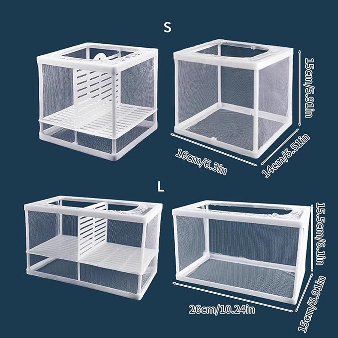 2Pcs Aquariums Breeding Tanks with Secure Suction Cup Baby Fish Insulated Net for Fry and Shrimp Spawning Hatching Spawning Box for Aquariums Baby Fish