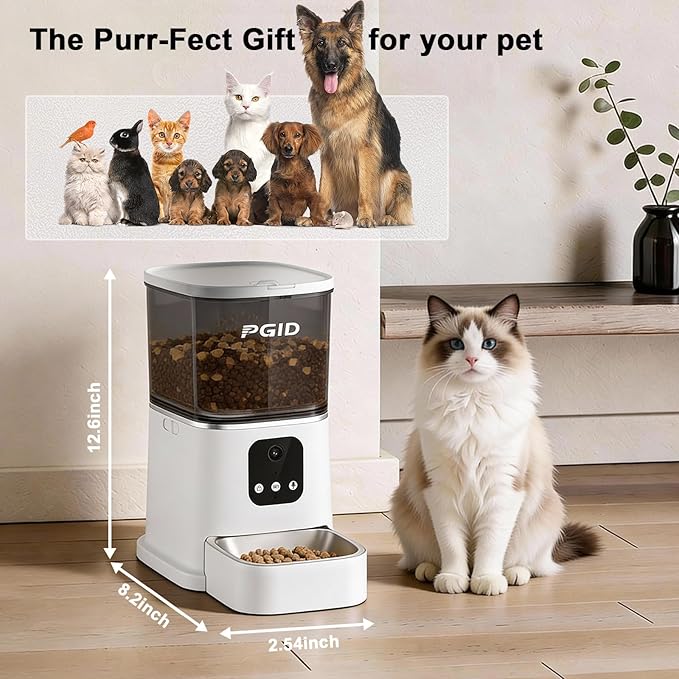 Automatic Cat Feeder with 400W Camera,2.4G Auto Dog Feeder w Night Vision,Pet Feeder w2-Way Audio,Timed Cat Feeders for Dry Food,Dogs Food Dispenser w APP Control 5L