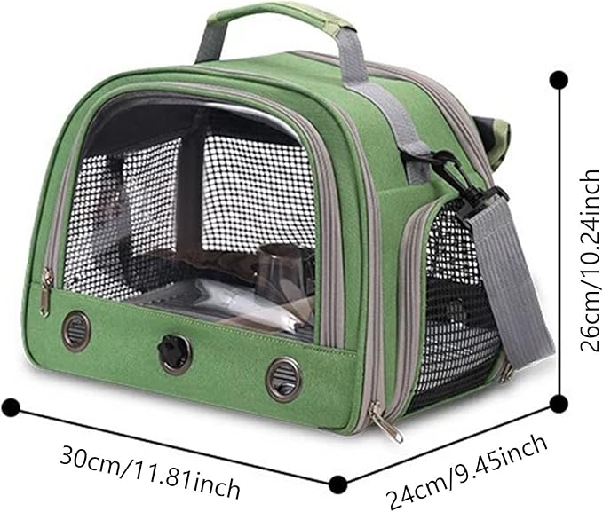 Bird Traval Carrier Cage, Bird Carrier with Seat Belt, Multifunctional Small Animal Backpack, Pet Transparent Breathable Carriers for Small Birds Parrots (Black)