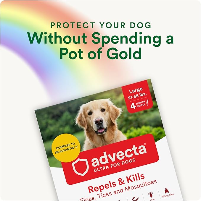 Advecta Ultra Flea and Tick Prevention for Dogs - Large Dog Flea and Tick Treatment & Control - Mosquito Repellent - Fast Acting Waterproof Topical Drops, 2 Month Supply