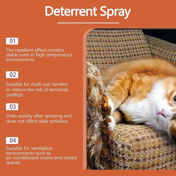 Cat Deterrent Spray - Natural Safe Premium Cat Spray Deterrent for Cats and Kittens, Cat Dogs Scratch Deterrent Training Aid Indoor and Outdoor for Furniture, Sofas, Curtain - 8.46 oz