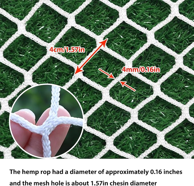 Safety Rope Net for Kids,Knotless Fence Net for Balcony Stairway Guard,Outdoor Terrace Decoration Pet Anti-Fall Rope Netting,Baseball Sports Netting(Size:4M*5M(13.1FT*16.4FT),Color:White)