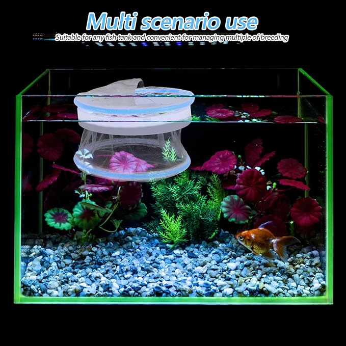 NUOBESTY Floating Aquarium Breeding Box and Shrimp Hatchery Chamber with Ventilated Lid, Nylon Fish Egg Incubator for Small Pet Isolation and Guppy Breeding