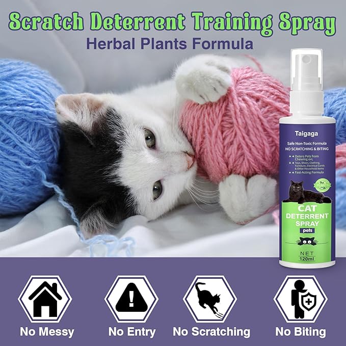 Cat Deterrent Spray, Cat Repellent Spray, 5.07 Fl Oz Cat Scratch Furniture Protector Spray, No Chew Spray for Dogs & Cats, 1 Pack