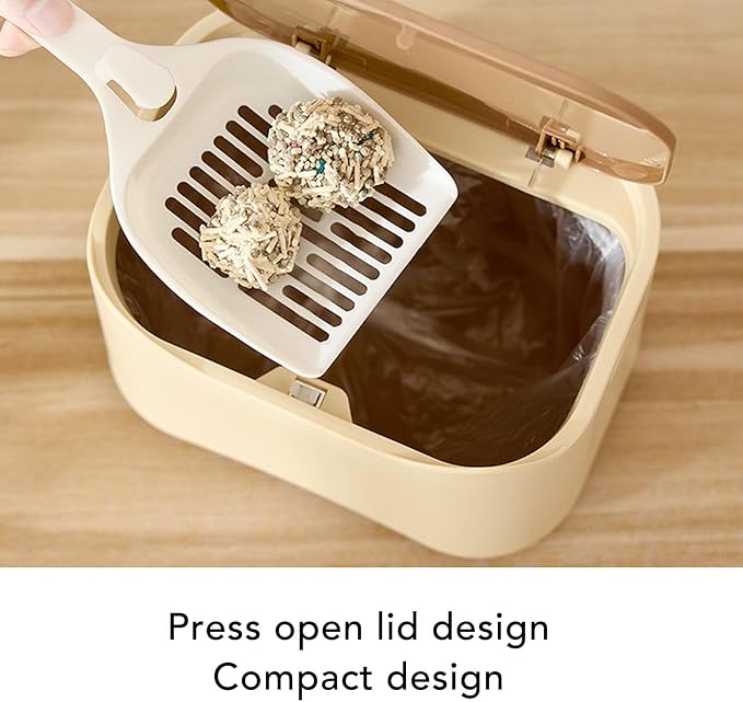 Yinhing Cat Litter Trash Can Press Type Lid Enclosed Odor Control Compact Space Saving with High Strength PP Material for Home Pet Waste Bin