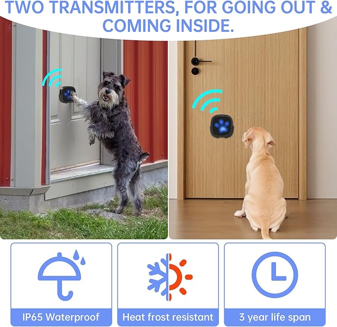 Dog Door Bell for Potty Training, Wireless Dog Doorbell Ring to Go Outside, IP65 Waterproof Touch Buttons, 50 Melodies & 1000 Feet Range