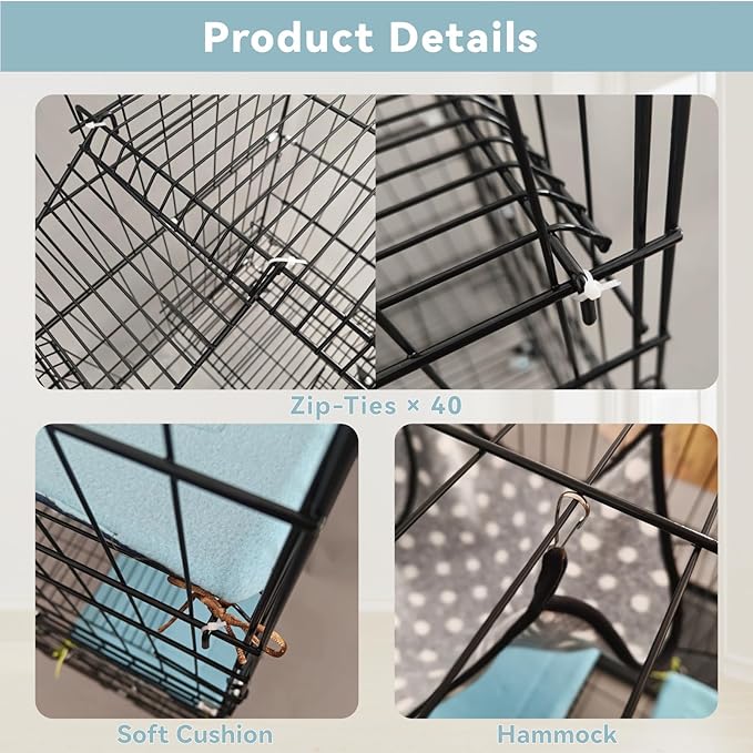 3-Tier Cat Cage Indoor: Medium Cat Enclosure Pet Playpen Detachable Metal Wire Kennel Collapsible Crate with Scratching Post & Plush Pads & Hammock for Cats Kittens