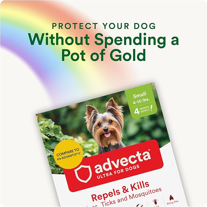 Advecta Ultra Flea and Tick Prevention for Dogs - Blue Flea and Tick Treatment & Control - Mosquito Repellent - Fast Acting Waterproof Topical Drops, 4 Month Supply