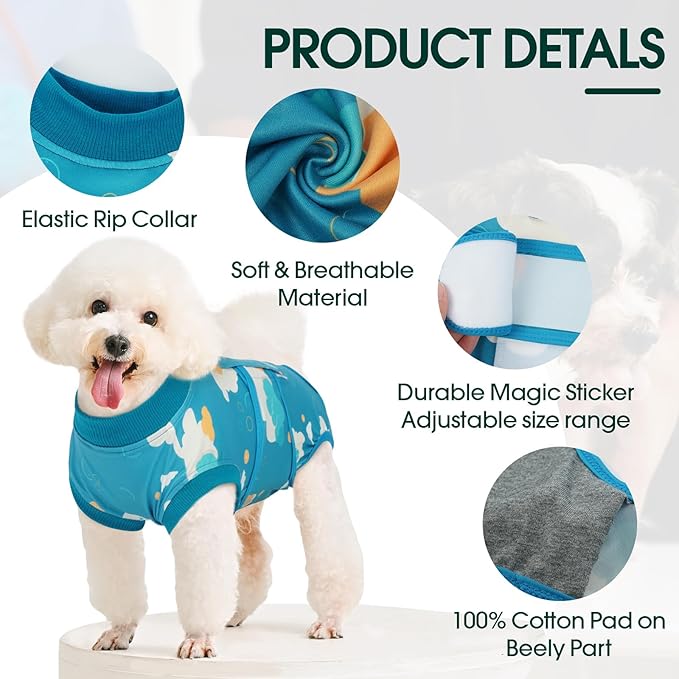 Kuoser Recovery Suit for Dogs After Surgery, Dog Surgical Recovery Suit Female Male Spay Neuter, Anti-Licking Dog Onesie for Abdominal Wounds Skin Disease, Pet Surgery Bodysuit Cone Alternative, XS