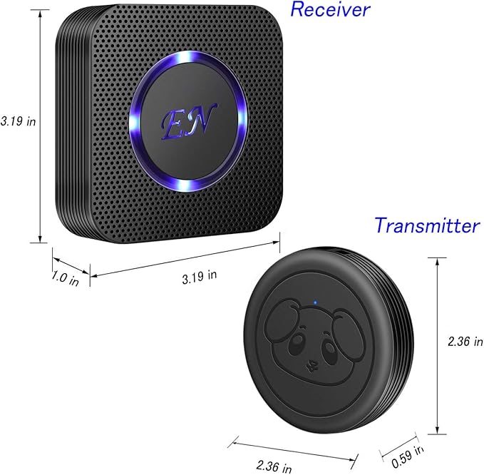 EverNary Dog Door Bell Wireless Doggie Doorbells for Potty Training with Waterproof Touch Button Dog Bells Included 2 Receivers and 4 Transmitters, Black