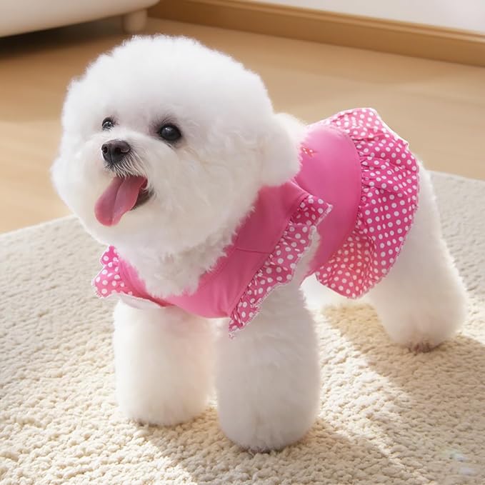 XPUDAC 4 Pack Dog Dress Shirt Puppy Skirt Cute Doggie Dresses Thanksgiving Clothes Dog Apparel for Small Dogs and Cats (Pink Angel, XX-Small(1-2 lbs))