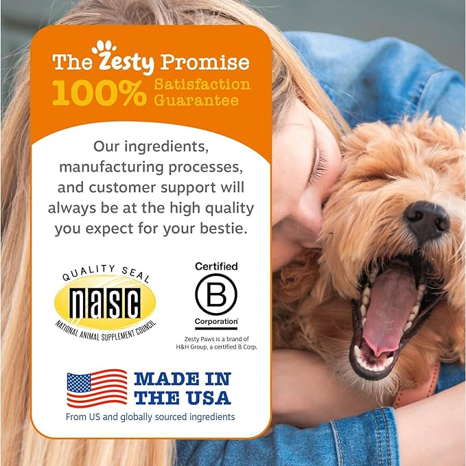 Zesty Paws Mobility Bites Joint Supplement for Dogs - Soft Chews with Glucosamine for Dogs, Chondroitin, & MSM + Vitamins C and E - Adv Chicken - 90 Count