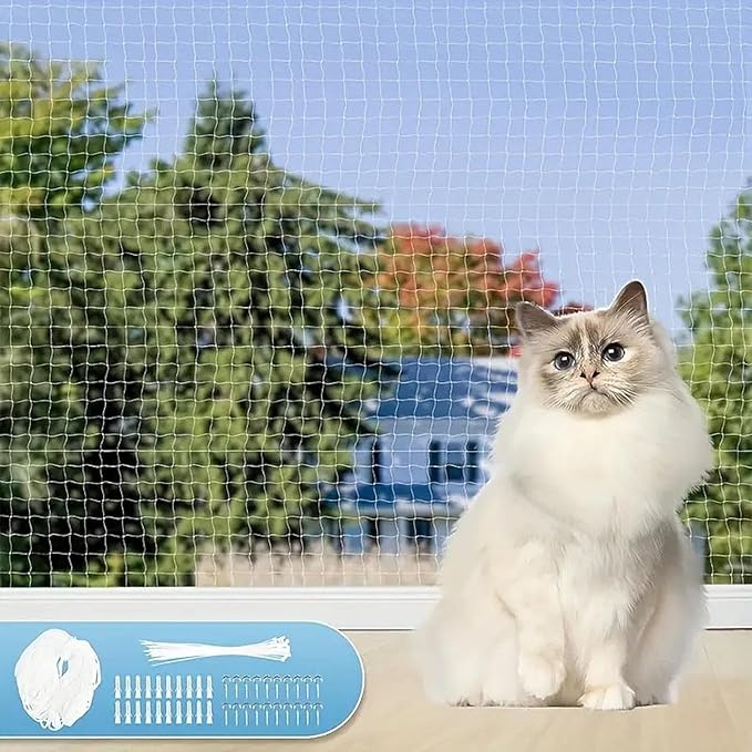 Cat Balcony Net with Hook Nylon Reinforced Balcony Screen Pet Safety Net for Dorm Stair Stairs 3 Sizes- 2x1.5m