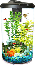 Koller Products Plastic 6-Gallon AquaView 360 Aquarium Kit for Tropical Fish, Betta Fish with LED Lighting and Power Filter Clear, 4-Piece Set
