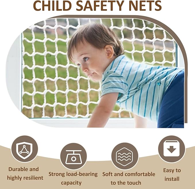 Safety Rope Net Kids Pet Stair Balcony Protection Net Baseball Softball Backstop Nets Outdoor Knotless Sports Netting(Size:5M×7M(16.4FT×22.9FT),Color:White)