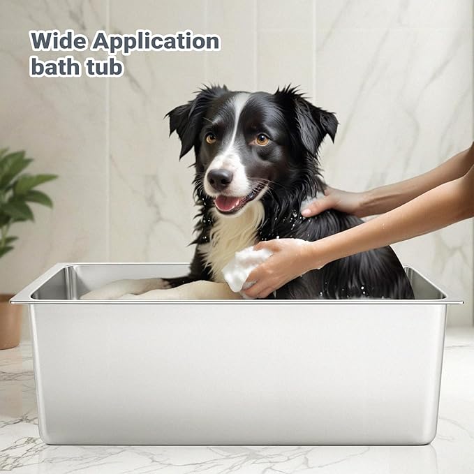 Kirecoo Stainless Steel Cat Litter Box XL- Metal High Sided Cat Pan, Large Stainless Steel Box, Indoor Litter Tray, Non Stick, No Smell, Easy to Clean, Pet Toilet Supplies for Kitten, Kitty, Rabbit