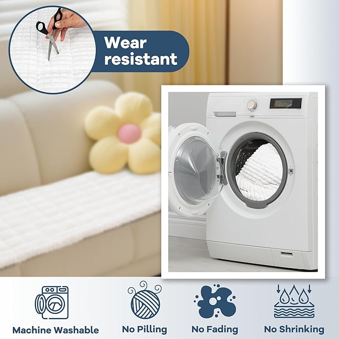 Washable Dog Couch Cover Protector, Non Slip Dog Bed Mat Machine Washable Large Blanket for Dogs, Pet Couches Covers for Sofa (Cream, 27.6 * 59.1 '')
