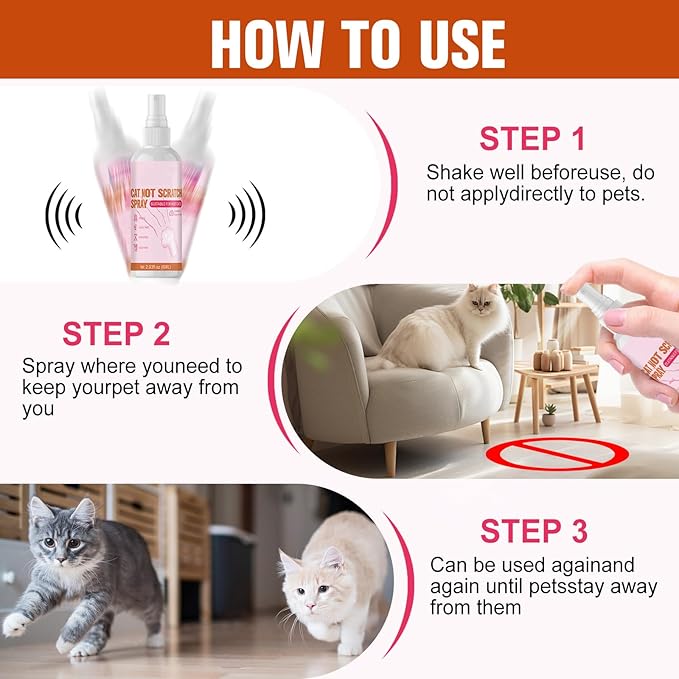 Indoor & Outdoor Natural Cat Deterrent Spray - 2 Pack, Scratch Prevention for Furniture, Sofa & Plants, Training Aid to Stop Scratching & Marking for Cats & Kittens