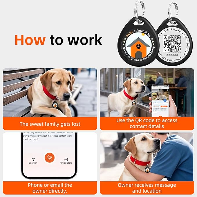 1 Pack Personalized Cat Tags,QR Code Pet ID Tags with Online Profile systerm,Editable Any Names and Phone numbles,Blue,S