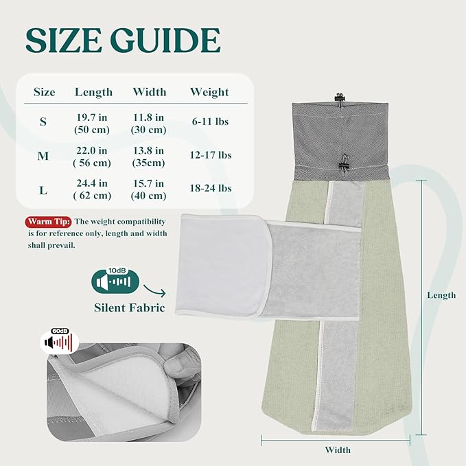 Supet Cat Grooming Wrap for Cutting Nails, Self-Adhesive Anti-Scratch Swaddle with Bite-Proof Mesh Hood & Thick Waist Strap Anti-Escape Bag for Nail Trimming, Medication, Ear Cleaning (Green S)