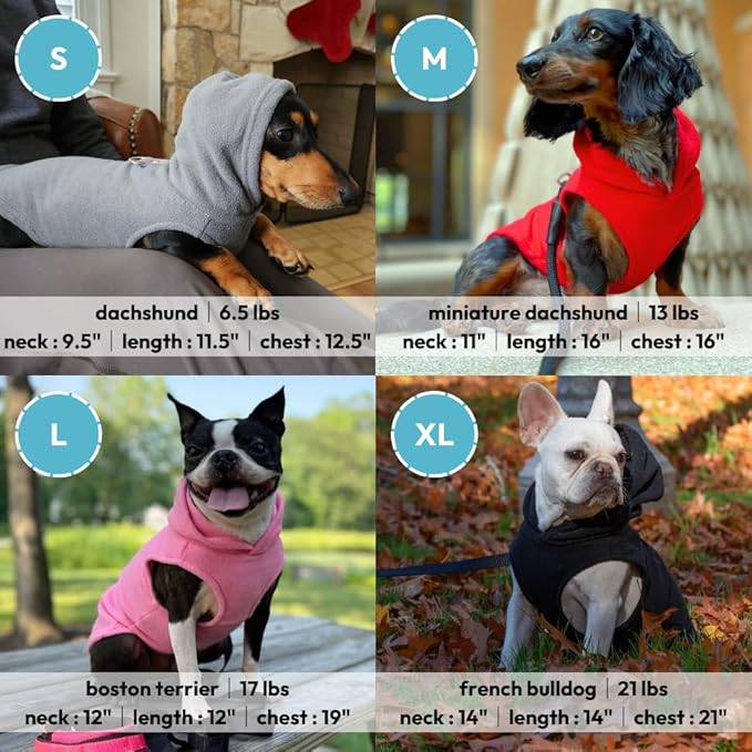 Gooby Fleece Vest Hoodie Dog Sweater - Purple, Medium - Warm Pullover Dog Hoodie with O-Ring Leash for Small to Medium Dogs