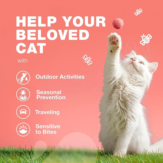 Flea Treatment for Cats - Daily Oral Cat Flea and Tick Chews - Chewable Tick Treatment Supplement for Kittens - Skin & Coat, Digestive Health Supplement - Alternative to Collars, Combs, Shampoos